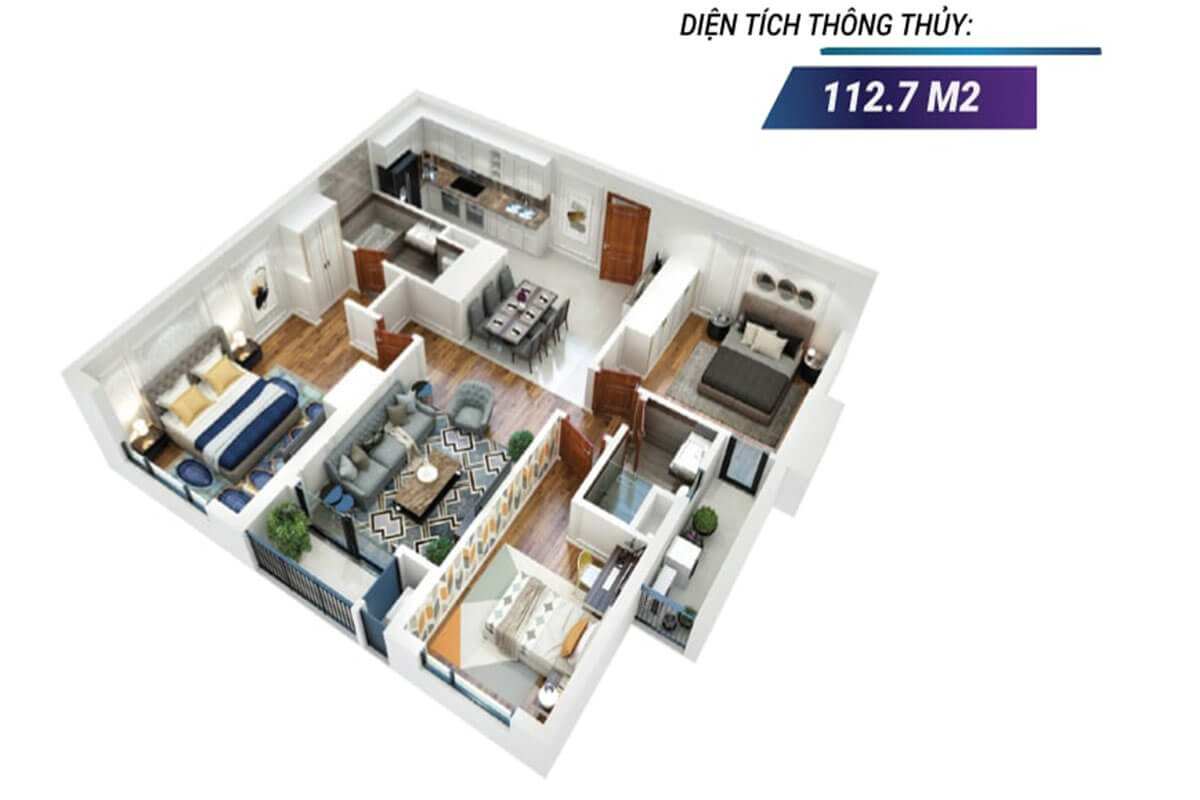 Mặt bằng 3D căn hộ 08 tòa Sapphire 2 Mặt bằng 3D căn hộ 08 tòa Sapphire 2