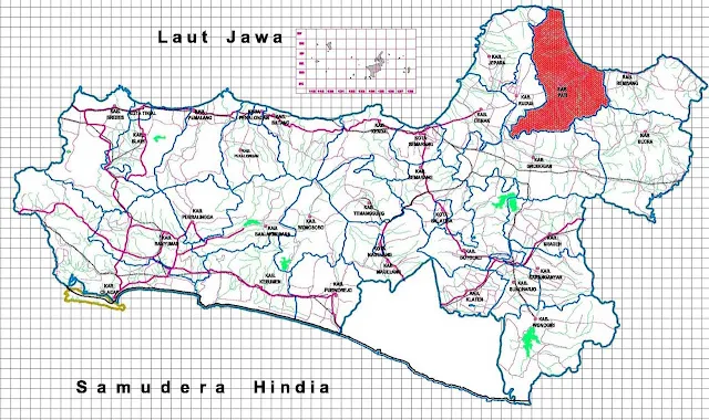 Gambar Peta kabupaten Pati pada peta Jawa Tengah