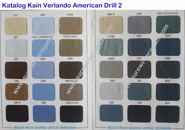 Katalog Kain Drill Yang Kami Gunakan Untuk Seragam Kerja