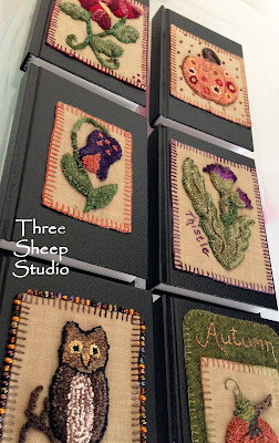 Small Books embellished with Punch Needle Embroidery by Rose Clay at ThreeSheepStudio.com Small Books embellished with Punch Needle Embroidery by Rose Clay at ThreeSheepStudio.com
