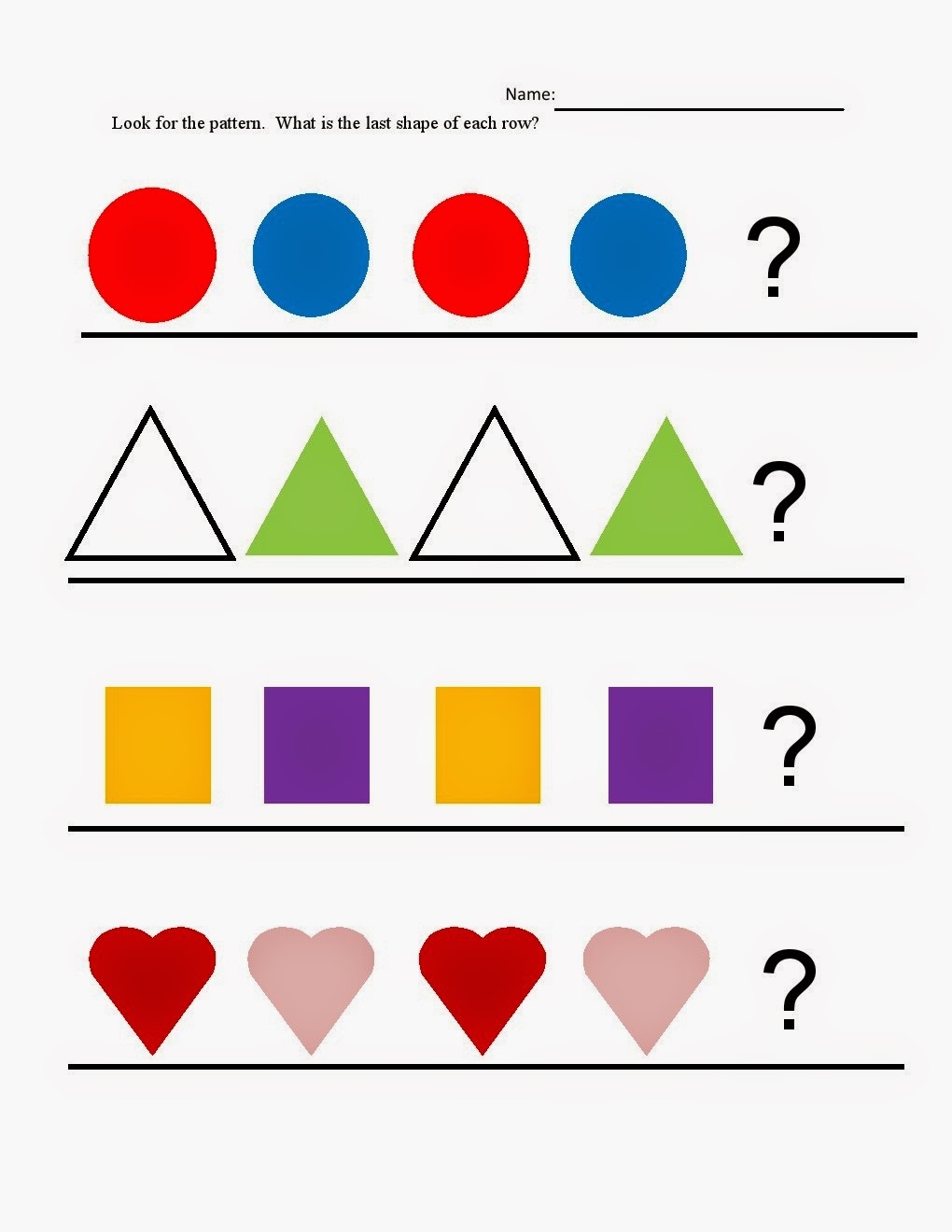 patterns worksheet kindergarten