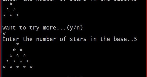 C++ PROGRAMS: EQUILATERAL TRIANGLE USING STARS