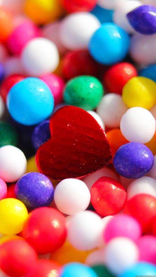 Colorful Marbles Red Heart  Android Best Wallpaper