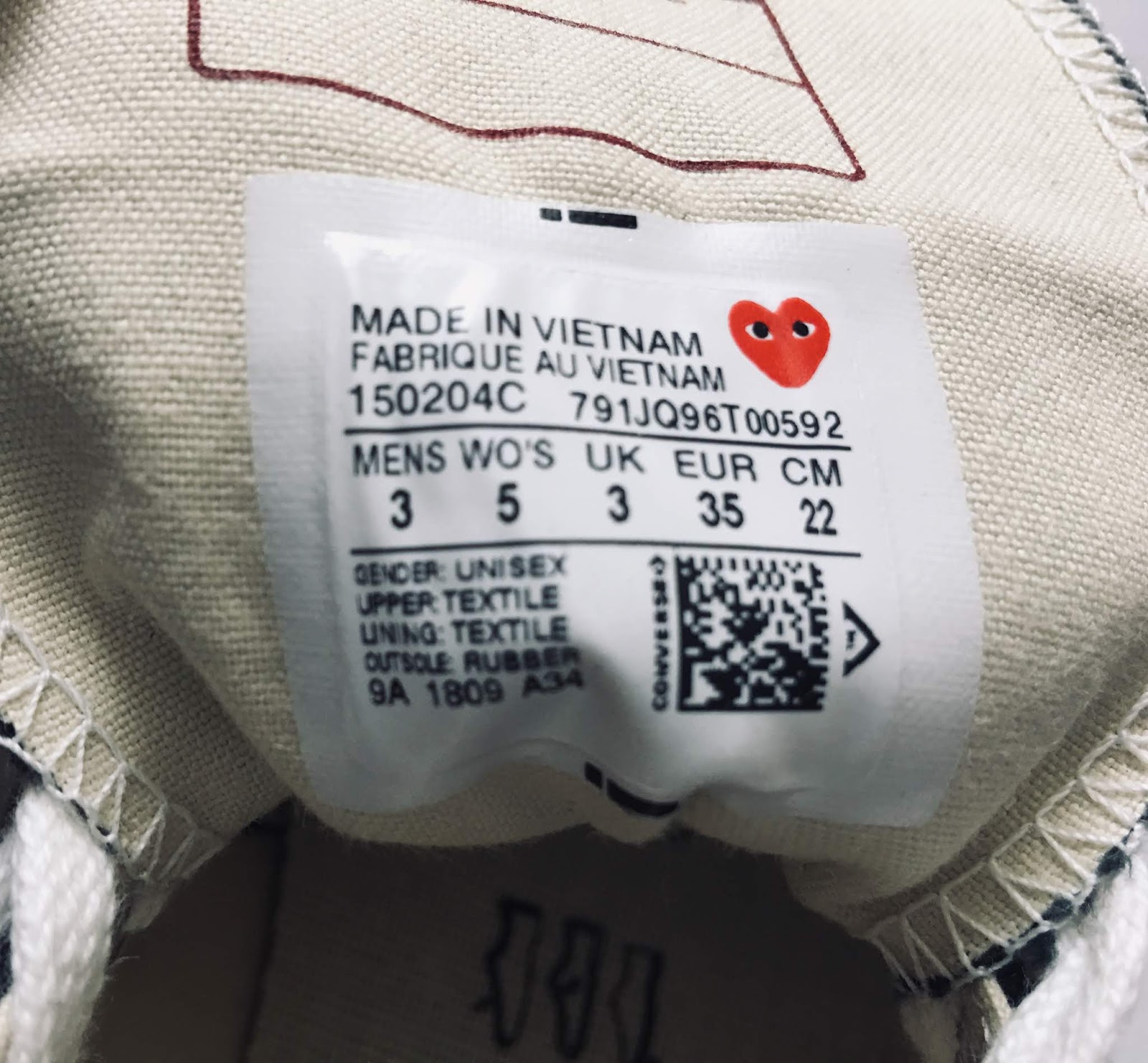 converse cdg size guide