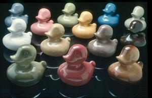 Twyfords Pottery Ducks in 1980s Bathroom Colours