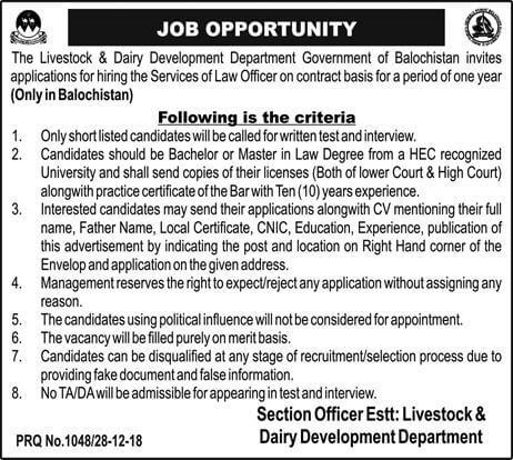 Jobs In Livestock And Dairy Development Department Dec 2018