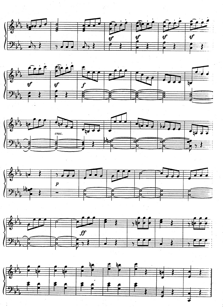 Beethoven Quinta Sinfonía (5th Symphony) Partituras para Piano