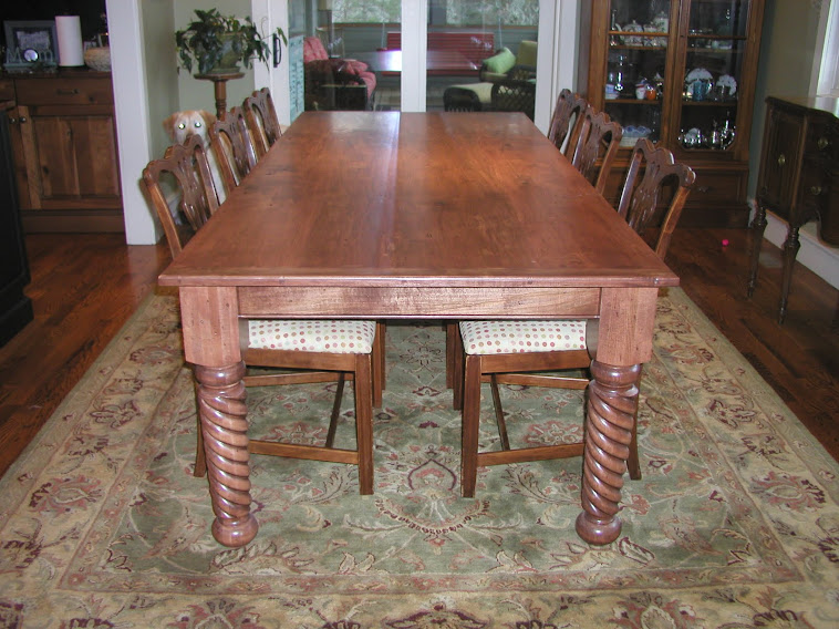 8Ft Wormy Maple Farm Table w/5' rope legs