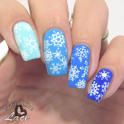 NailsLikeLace: Twinsie Tuesday Holiday Post - Blue Ombre Snowflakes