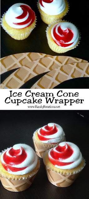 What a fun way to turn your cupcakes into ice cream cones! Use this free printable cupcake wrapper that looks like a waffle cone to easily add some flair to your ice cream party.