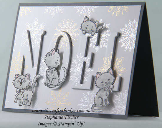 Eclipse Technique, Christmas card for a cat-lover, Xmas, Pretty Kitty, #thecraftythinker, Stampin Up Australia Demonstrator, Stephanie Fischer, Sydney NSW