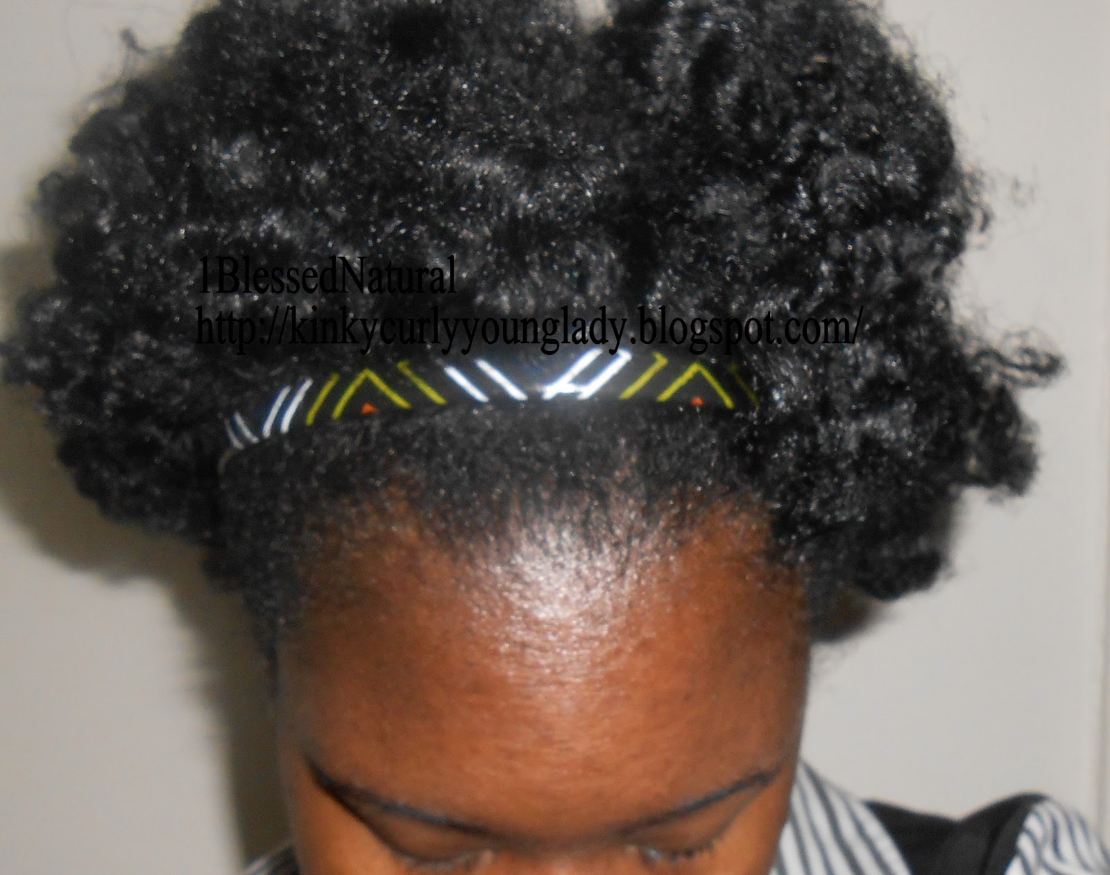 Sunday Church Hair Stripe Headband On Two Strand Twist Pin Curl Out