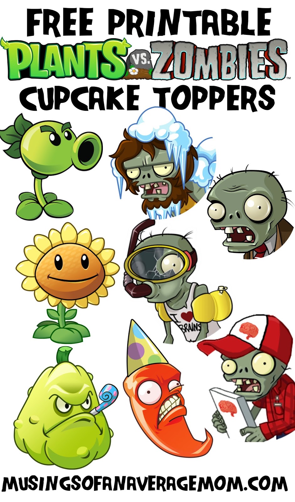 Musings Of An Average Mom Plants Vs Zombies Cupcake Toppers