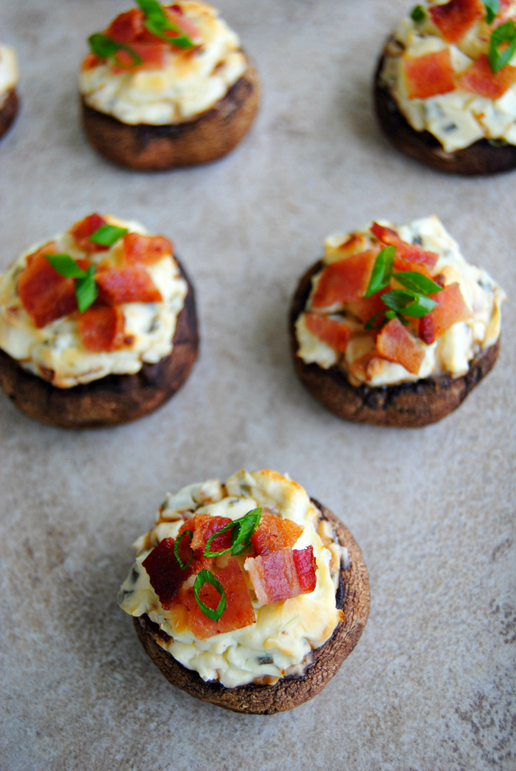 Bacon and Spicy Cream Cheese Stuffed Mushrooms