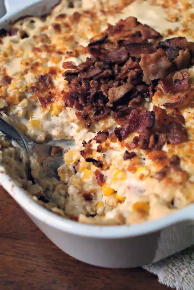 Baked Cream Cheese Corn with Crumbled Bacon