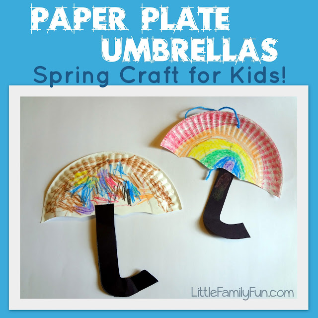 Little Family Fun Paper Plate Umbrellas Spring Craft for Kids