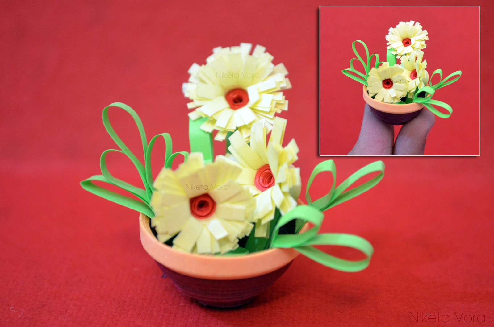 Niketa's Creative Corner Miniature flower pots (3D quilling)
