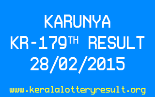 KARUNYA KR 179 Lottery Result 28-2-2015