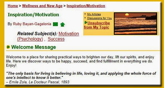 Screencap of Suite101 Inspiration/Motivation back in 2002