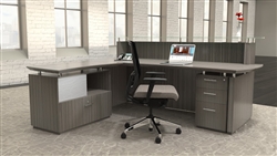 Gray Reception Desk with Glass Accents Gray Reception Desk with Glass Accents