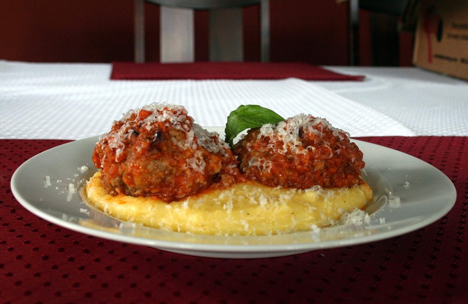 one clever mom Italian Meatballs with Creamy Polenta