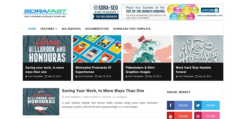 Sora Fast Free Blogger Template