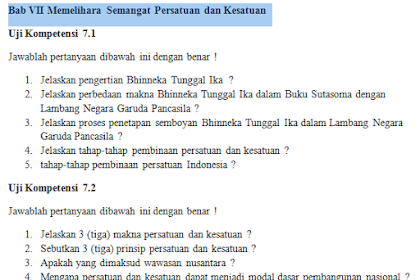 Soal PKN Kelas 7 Kurikulum 2013 Revisi Beserta Kunci Jawaban Bab 7