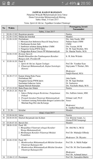 Agenda kajian Ramadhan 1438 H oleh PW. Muhammadiyah Jatim di DOME UMM
