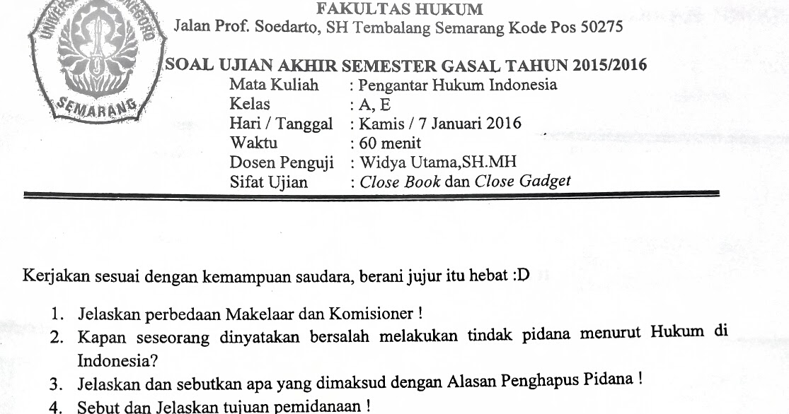 Soal Uas Pendidikan Kewarganegaraan Perguruan Tinggi