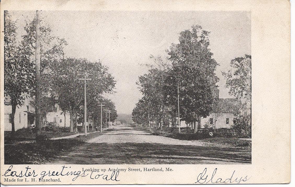 Heirlooms Reunited 1905 Postcard of Academy Street at Hartland, Maine