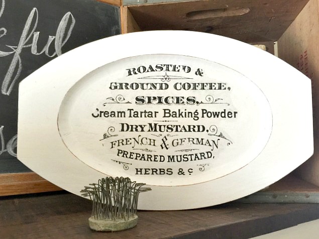A Farmhouse Tray with a Coffee Image Transfer