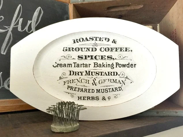 A Farmhouse Tray with an easy  Coffee Image Transfer