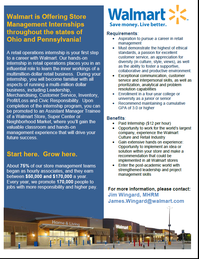 The PSNK Work Bench Walmart Summer Management Internship