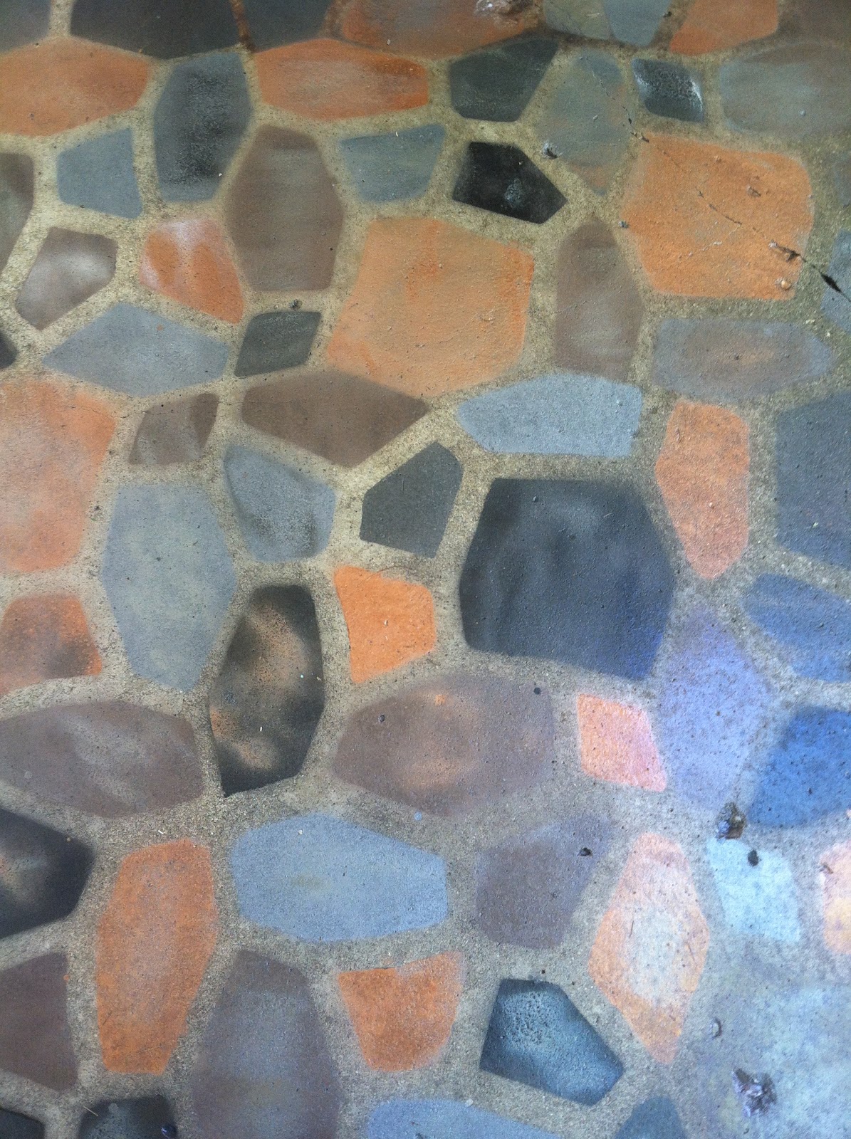 The Smart Momma Spray Painted Faux Stones on Concrete Patio