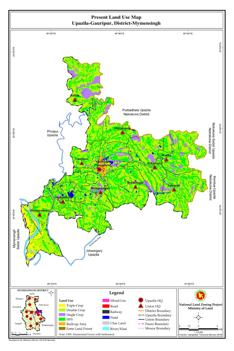 Gouripur Upazila Mouza Map Mymensingh District Bangladesh