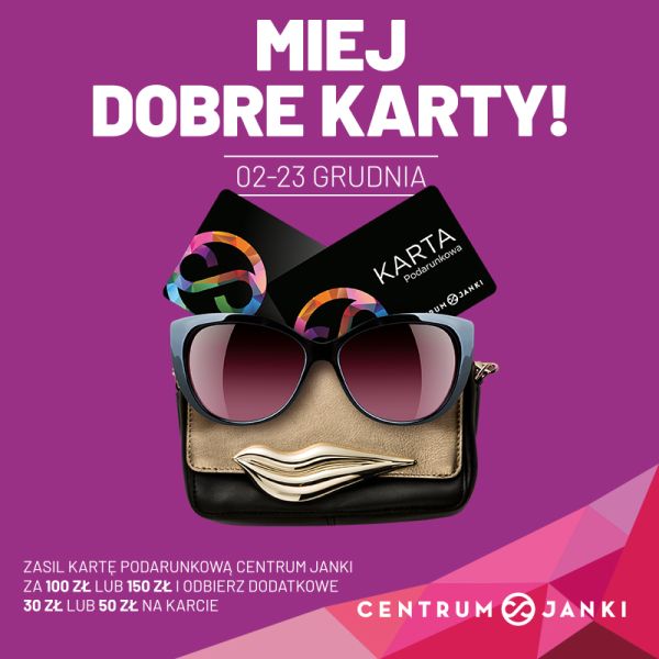 Zasil kartę podarunkową Centrum Janki i odbierz bonus w postaci ekstra doładowania Promocje i wyprzedaże