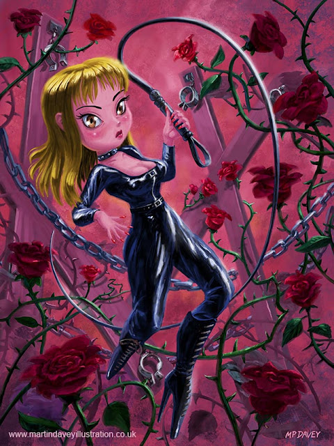 M P Davey erotica bondage cute mistress illustration manga lady mistress art with whip