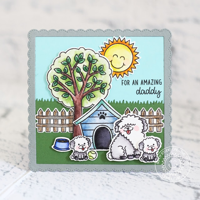 Sunny Studio Stamps: Puppy Parents Fancy Frames Dies Window Trio Dies Sunny Sentiments Parent Appreciation Cards by Rachel Alvarado and Lexa Levana 