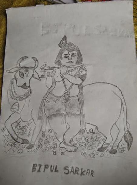 Sree Sree krishna sketch by pencil