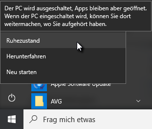 Windows 10 ohne Updates in den Ruhezustand herunterfahren