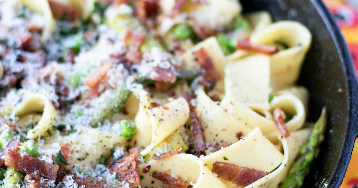 Pea and Asparagus Carbonara Recipe The Kitchen Wife