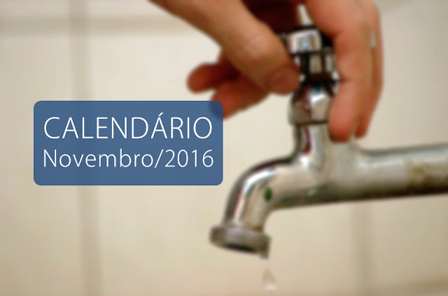 calendário de abastecimento de água da Compesa para o mês de Novembro/2016 na cidade de Panelas-PE
