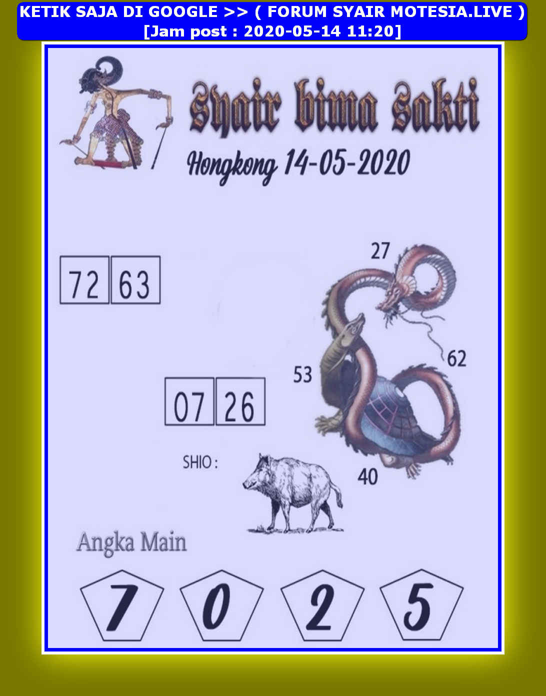Prediksi Syair hk 14 Mei 2020 KODE SYAIR SGP SYAIR HK