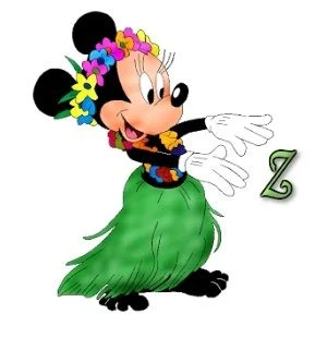 Abecedario de Minnie Hawaiiana. Hawaiian Minnie ABC.