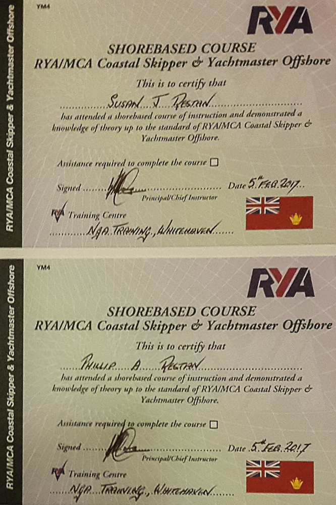 rya yachtmaster offshore certificate of competence