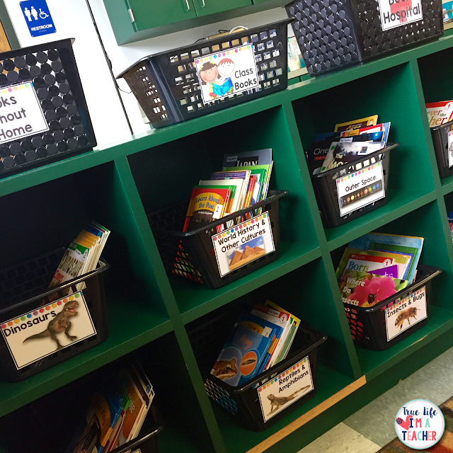 A detailed picture tour of setting up, organizing, and decorating a 1st grade classroom.