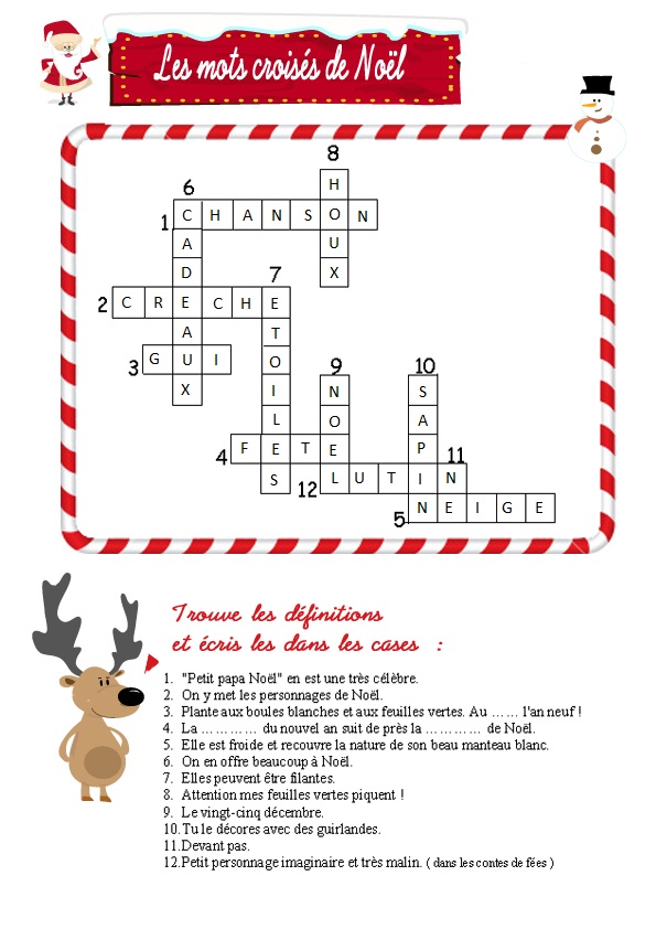 The Daily French Mots Crois s De No l The Daily French Mots Crois s De No l