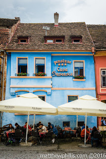 A restaurant in the medieval town of Sighișoara, Romania.