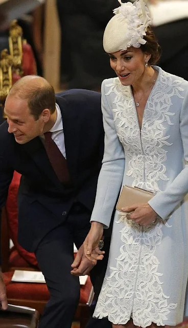 Prince William, Duke of Cambridge, Catherine, Duchess of Cambridge, Prince Harry, Sophie, Countess of Wessexi Kate Middleton wears Catherine Walker 'Rosa' coat dress, Countess Sophie Suzannah Dress