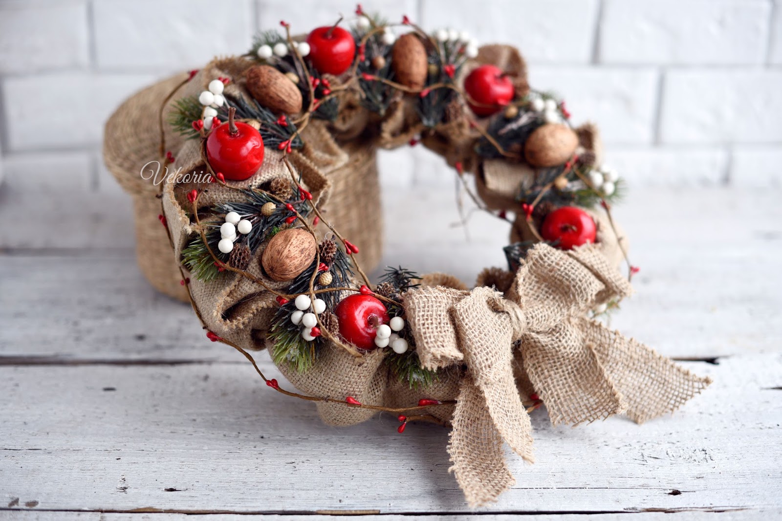 венок из мешковины / burlap wreath купить венок в рустик стилье